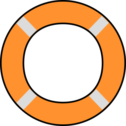 image of an orange life buoy ring with silver reflectors